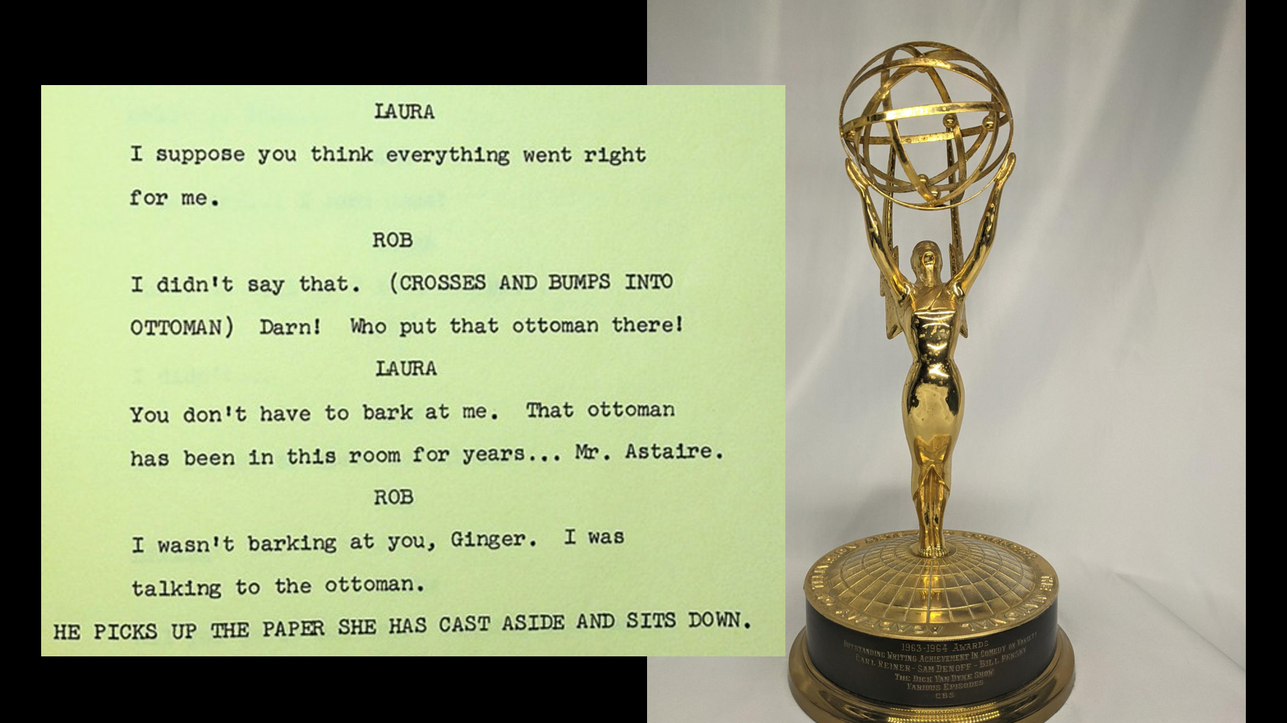 Carl Reiner’s Emmy Award and Script from The Dick Van Dyke Show